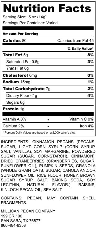Hearty Texas Pecan Trail Mix Super Food, 12 oz resealable bag | Millican Pecan since 1888 | San Saba, Texas