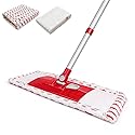 Microfiber Flat Mop for Floor Cleaning, 360° Rotating Hardwood Mop with 2 Reusable Washable Pads, Wet Dry Dust Mop with Coated Iron Handle, Lazy