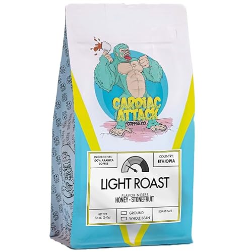 Cardiac Attack Coffee Co. - Light Roast Coffee, High Caffeine Arabica Coffee Beans, Smooth Flavor, Fresh Roasted Gourmet Coffee, Single Origin, Honey