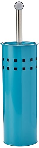 Premier Housewares Toilet Brush Holder Free Standing Turquoise Finish Toilet Brush and Holder Set Satin Stainless Steel Modern Design for Bathrooms 38