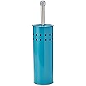 Premier Housewares Toilet Brush Holder Free Standing Turquoise Finish Toilet Brush and Holder Set Satin Stainless Steel Modern Design for Bathrooms 38