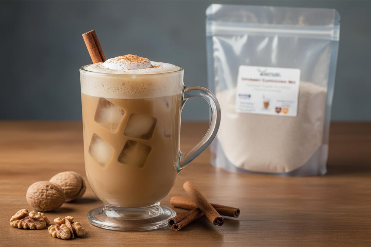 YANKEETRADERS Gourmet Cappuccino Mix, Cinnamon Vanilla Nut Flavor, Instant Powder, Hot or Iced, 5 Lb Bulk