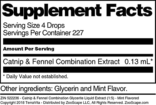 Catnip & Fennel Combination Glycerite Liquid Extract (1:5) - Mint Flavored (1 oz, ZIN: 522236) - 3 Pack