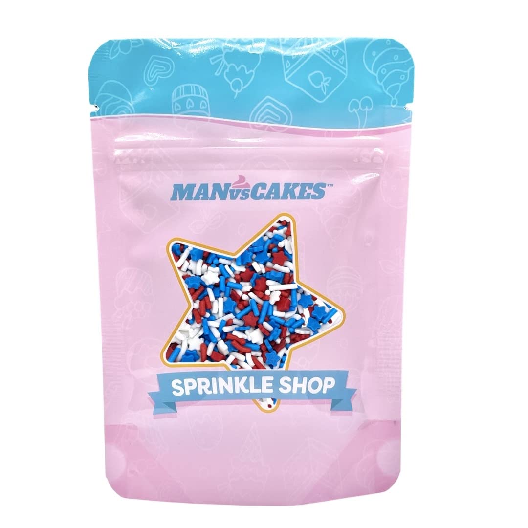 Sprinkles | Patriotic sprinkles | Red white and blue sprinkles | American sprinkles | Cookie sprinkles | July 4th sprinkles | Manvscakes |