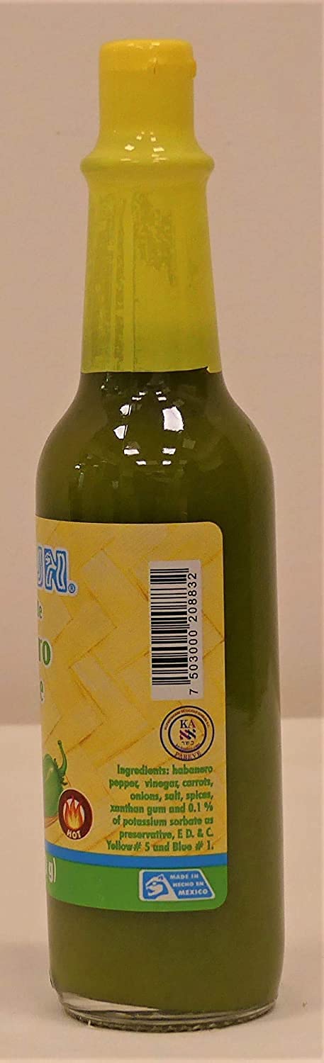 Lol-Tun Salsa de Chile Habanero Verde Green Hot Sauce - Bottle of 140 gr / 5 Fl Oz) (2 Pack) 100% Natural, Non GMO, Plant-based, Gluten-free