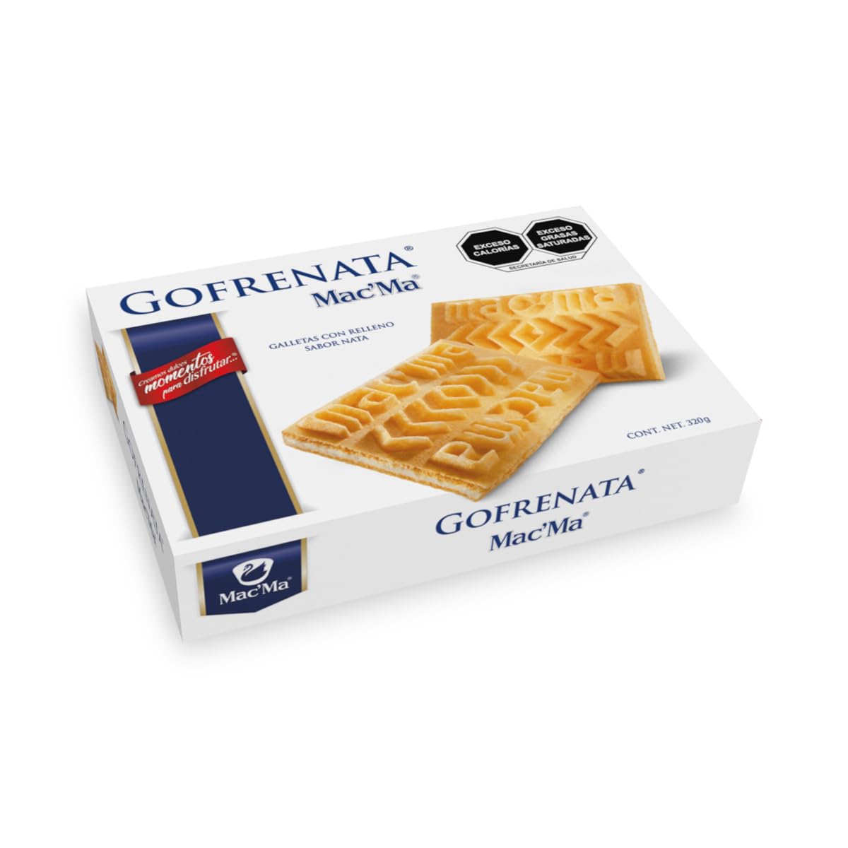 Mac'ma Gofrenata Cookies with Cream Flavored Filing, Mexican Cookies, Galletas con Relleno Sabor Crema Box of 11.28 oz