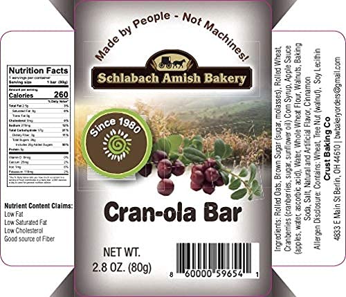 Schlabach Amish Bakery Soft & Chewy Grand-Ola Granola Bars, Case Pack of 12/2.8 oz. Bars (Cran-ola)