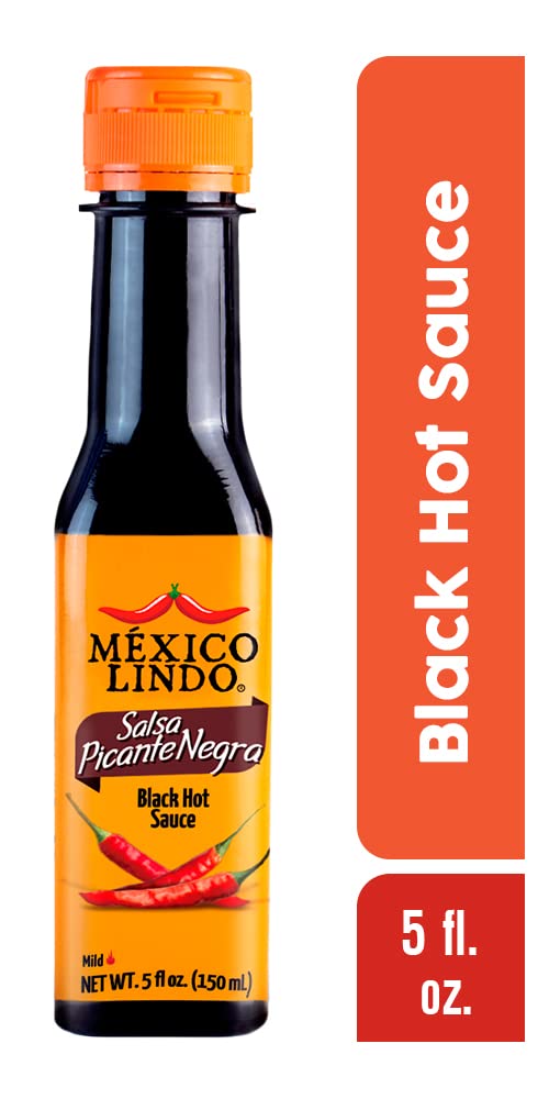 Mexico Lindo Picante Negra Hot Sauce | Light & Spicy | 8,400 Scoville Level | Great with Asian Food, Seafood & Meat | 5 Fl Oz Bottle (Pack of 1)