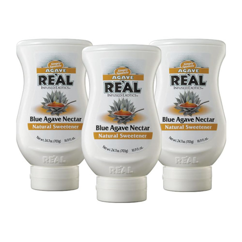 Agave Reàl Infused Exotics, Blue Agave Nectar, 16.9 FL OZ Squeezable Bottle (Pack of 3)