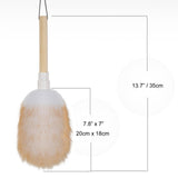 Feather Duster, Lambswool Duster for Cleaning Set of 2, Wooden Handle with Hanging Rope, Washable Reusable Small Hand Duster for Cleaning Wall Plant