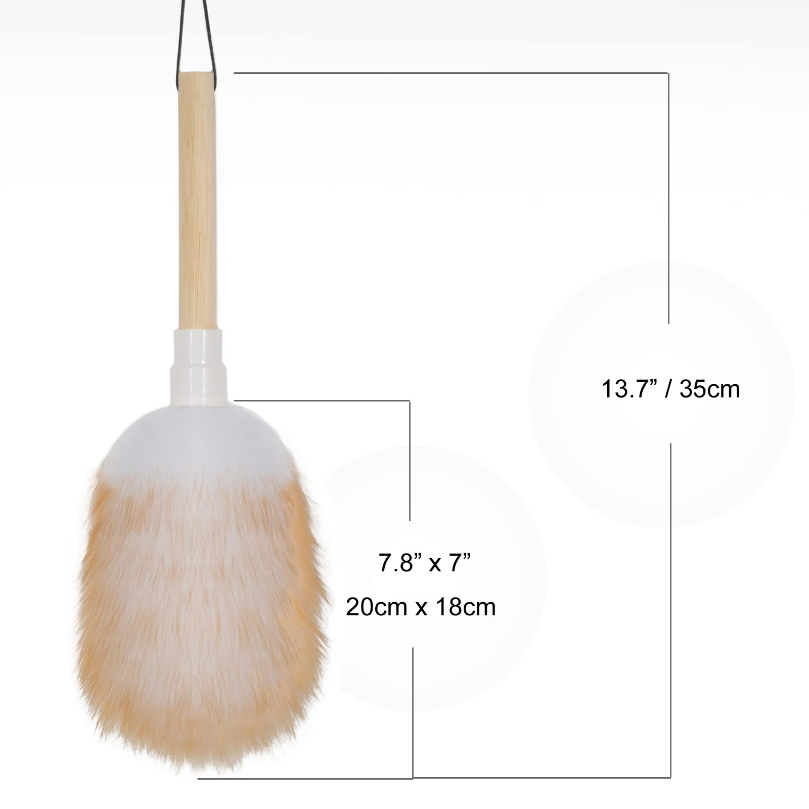 Feather Duster, Lambswool Duster for Cleaning Set of 2, Wooden Handle with Hanging Rope, Washable Reusable Small Hand Duster for Cleaning Wall Plant