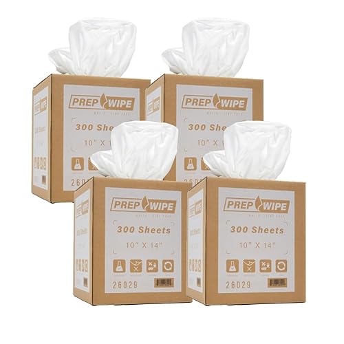 Prep Wipe white Lint Free Cleaning Towels Pack of 300 Sheets, 10" x 14" - Multi-purpose, Reusable, Perforated, Industrial Grade Perforated Sheets