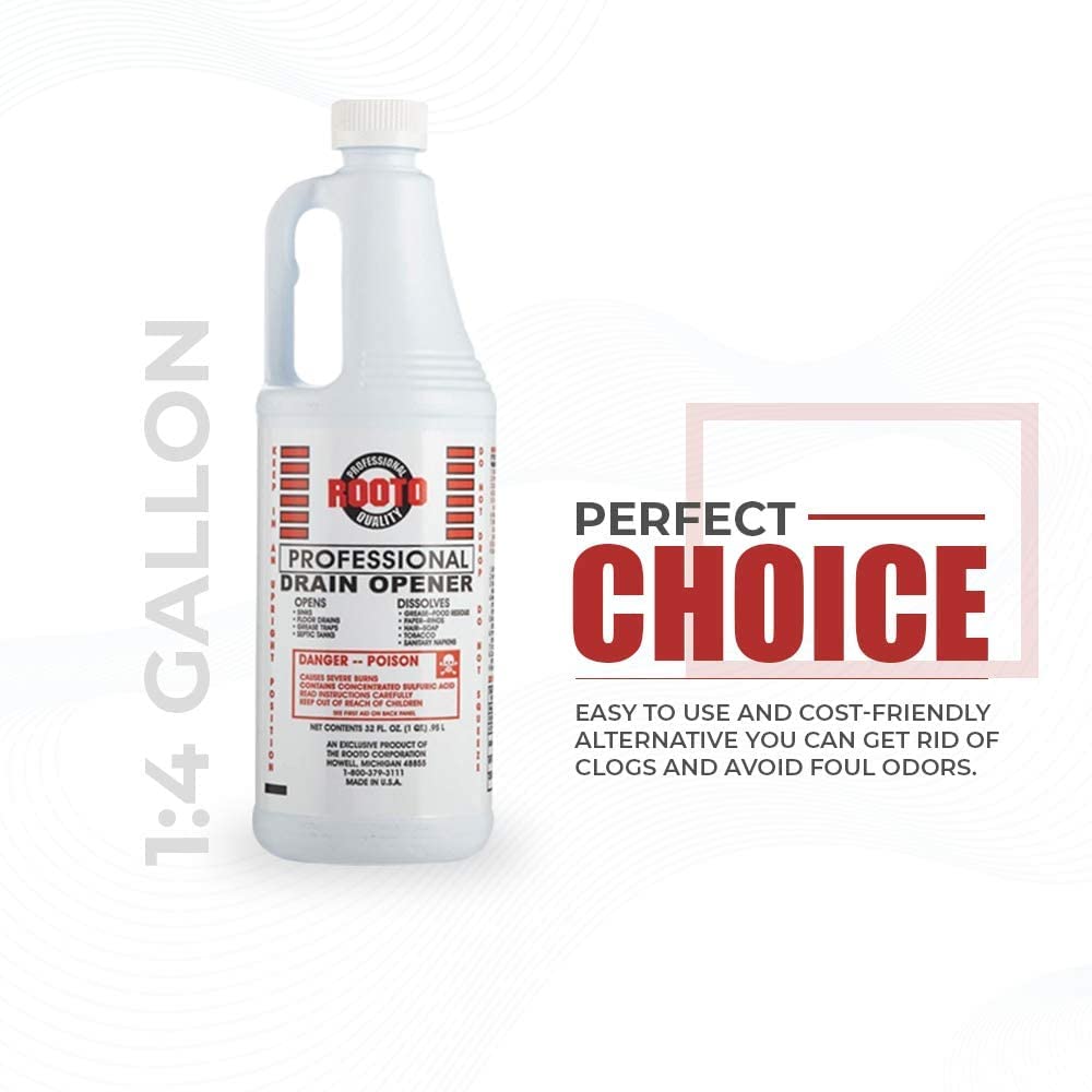 Rooto Professional Drain Opener|Deep Penetration|Opens Drains|Dissolves Grease and Residues from Septic Tanks,Bathrooms,Toilets,Kitchen Pipes|Easy