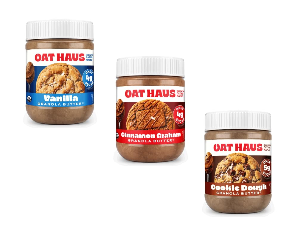 Oat Haus Everyday Essentials Granola Butter Bundle | Cinnamon Graham, Vanilla Cookie, Cookie Dough | Peanut-free, Almond (Tree-Nut) Free
