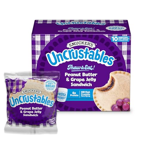 Smucker’s Uncrustables Peanut Butter & Grape Jelly Sandwiches, 10 Count, 2 Oz. Each, Frozen