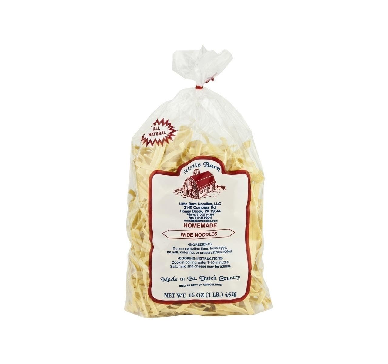 AmishTastes Little Barn Wide Noodles, Homemade in PA Dutch Country, 16 Oz. (Pack of 2)