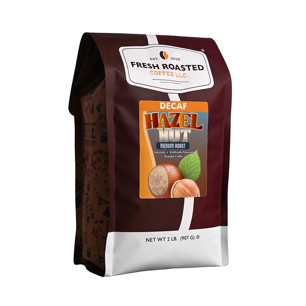 Fresh Roasted Coffee, Decaf Hazelnut Flavored 2 lb (32 oz), Medium Roast, Kosher, Ground 2 Pound (GROUND)