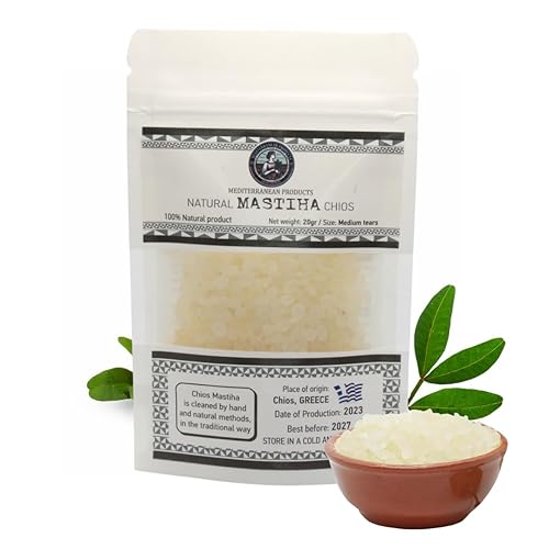Organic Mastiha Chios 20G - 100% Natural Greek Mastic Gum, Gluten-Free & Sugar-Free Vegan Resin from Greek Farmers, Authentic Mastiha Tears for Daily