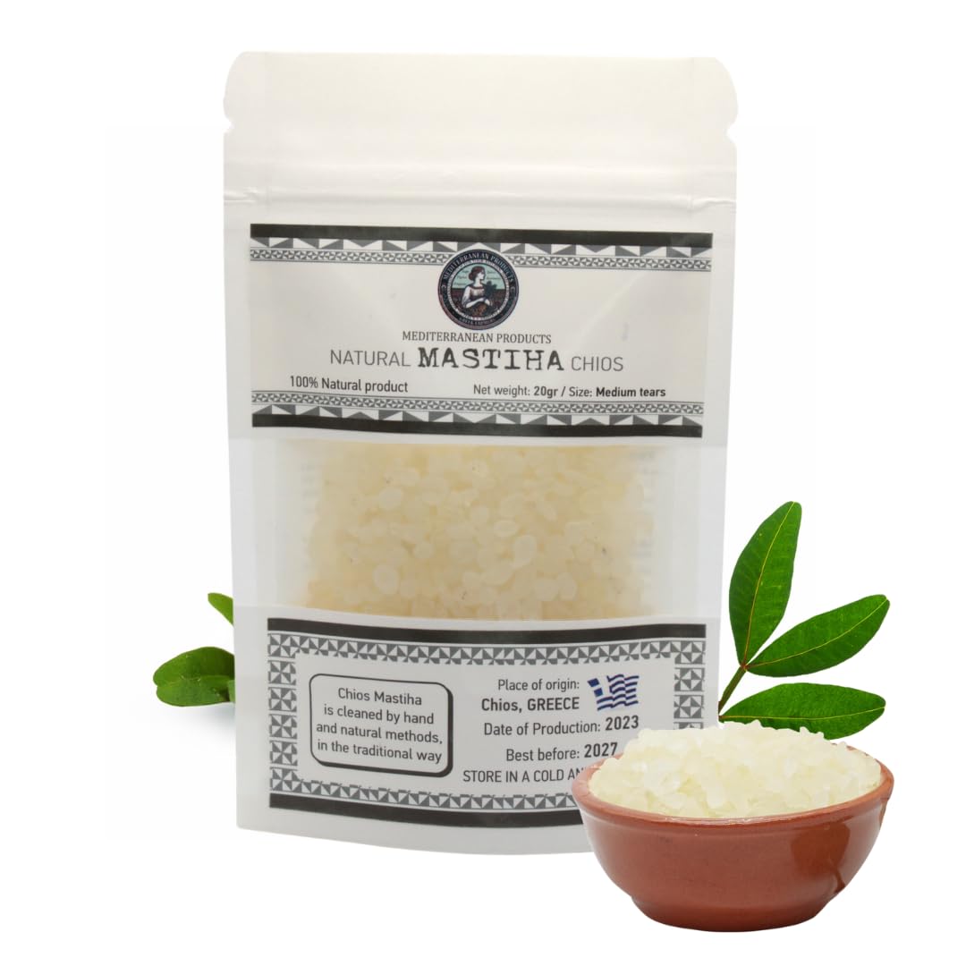 Organic Mastiha Chios 20G - 100% Natural Greek Mastic Gum, Gluten-Free & Sugar-Free Vegan Resin from Greek Farmers, Authentic Mastiha Tears for Daily