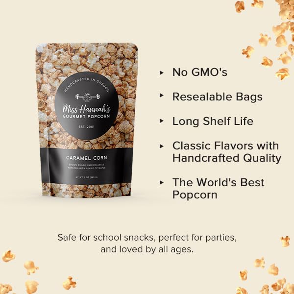 Miss Hannah's Gourmet Sea Salted Brûlée Popcorn - Sweet & Salty Caramelized Crunch with a Crème Brûlée Twist | Gourmet Popcorn Snack | Gluten-Free