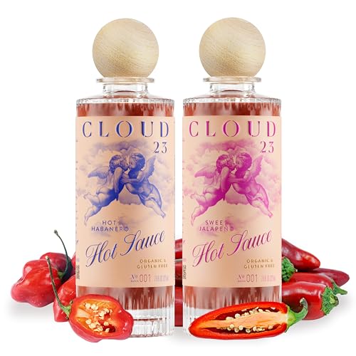 Cloud23 Hot Sauce Variety pack - Hot Habanero & Sweet Jalapeno - Bold Pepper Flavors with Tangy Lemon, Lime, and Garlic - Kosher Certified Pure