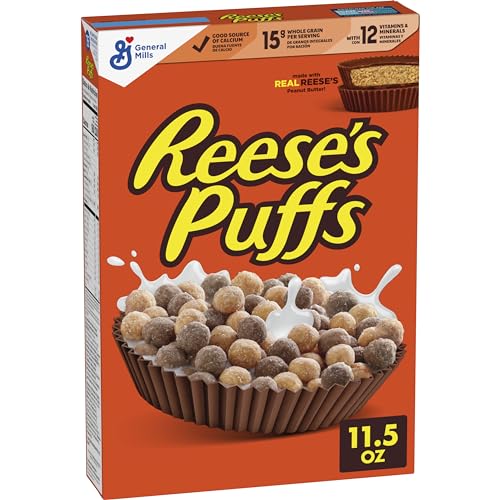 REESE'S PUFFS Breakfast Cereal, Chocolatey Peanut Butter Cereal, 11.5 oz