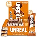 UNREAL Dark Chocolate Peanut Caramel Nougat Bars (12 Full Size Bars)