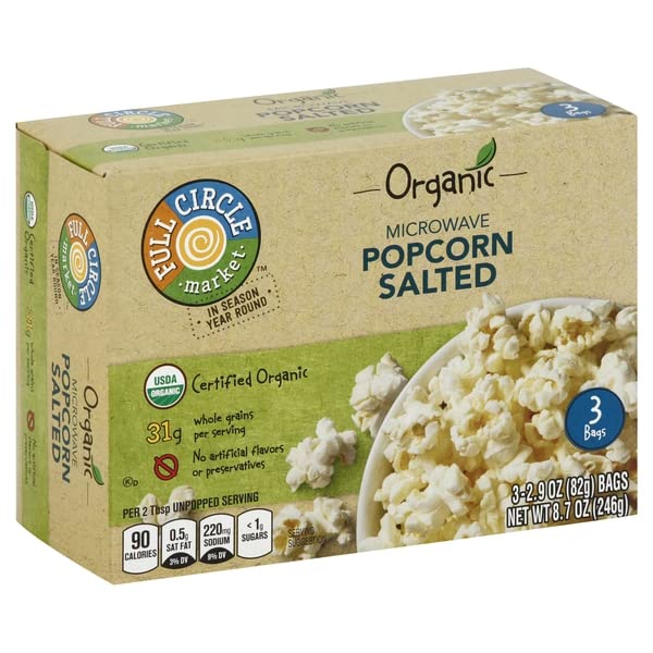 Full Circle, Popcorn Microwave Salted, 8.7 Ounce
