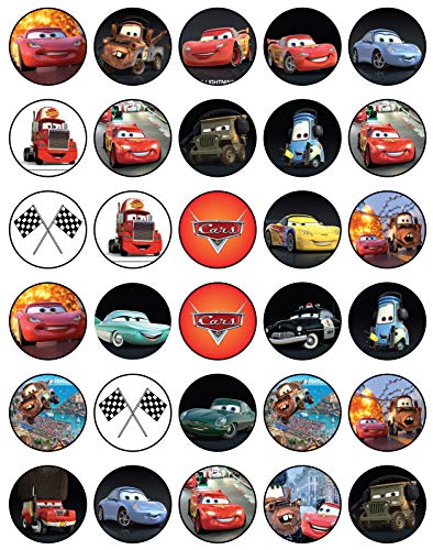 30 x Edible Cupcake Toppers - Racing Cars Themed Collection of Edible Cake Decorations | Uncut Edible on Icing Sheet