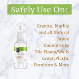 MB Stone Care Easy Oxy Marble Tile Grout Cleaner with Drill Brush KIT - Cleans Granite, Stainless Steel, Fabric, Quartz, Glass (Quart Bundle)