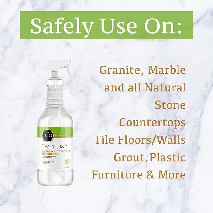 Granite, Marble Tile & Grout Cleaner EASY OXY KIT- (1 Quart / 32 fl oz) (For Cleaning Stone, Limestone, Travertine, Quartzite, Serpentine, Slate