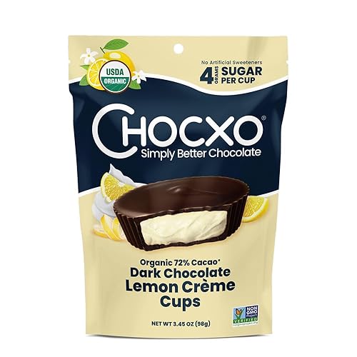 Chocxo Organic Dark Chocolate Lemon Creme Cups, 3.45 OZ