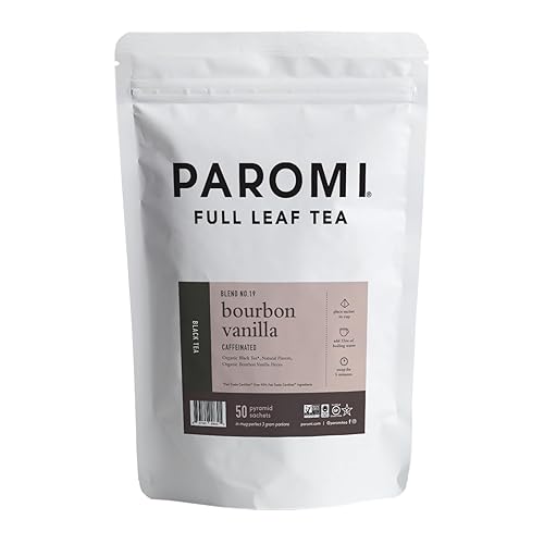 Paromi Bourbon Vanilla Black Tea, Resealable Pouch, 50 Count
