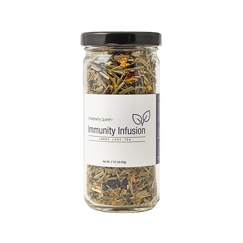 Immunity Infusion Loose Leaf Tea, Pure Natural Herbal Tea Blend with Elderberry, Hibiscus, and Peppermint (2 ounce)