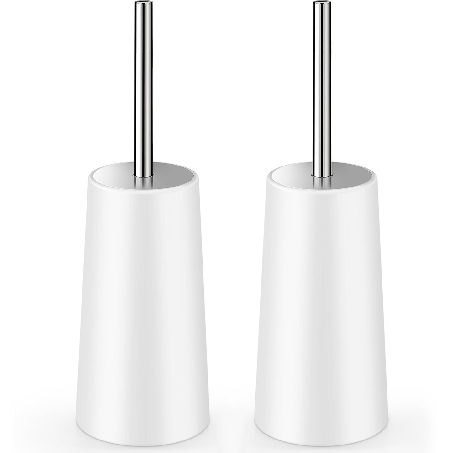 Toilet Brush and Holder, 2 Pack Toilet Brush with 304 Stainless Steel Long Handle, Toilet Bowl Brush for Bathroom Toilet-Ergonomic, Elegant,Durable