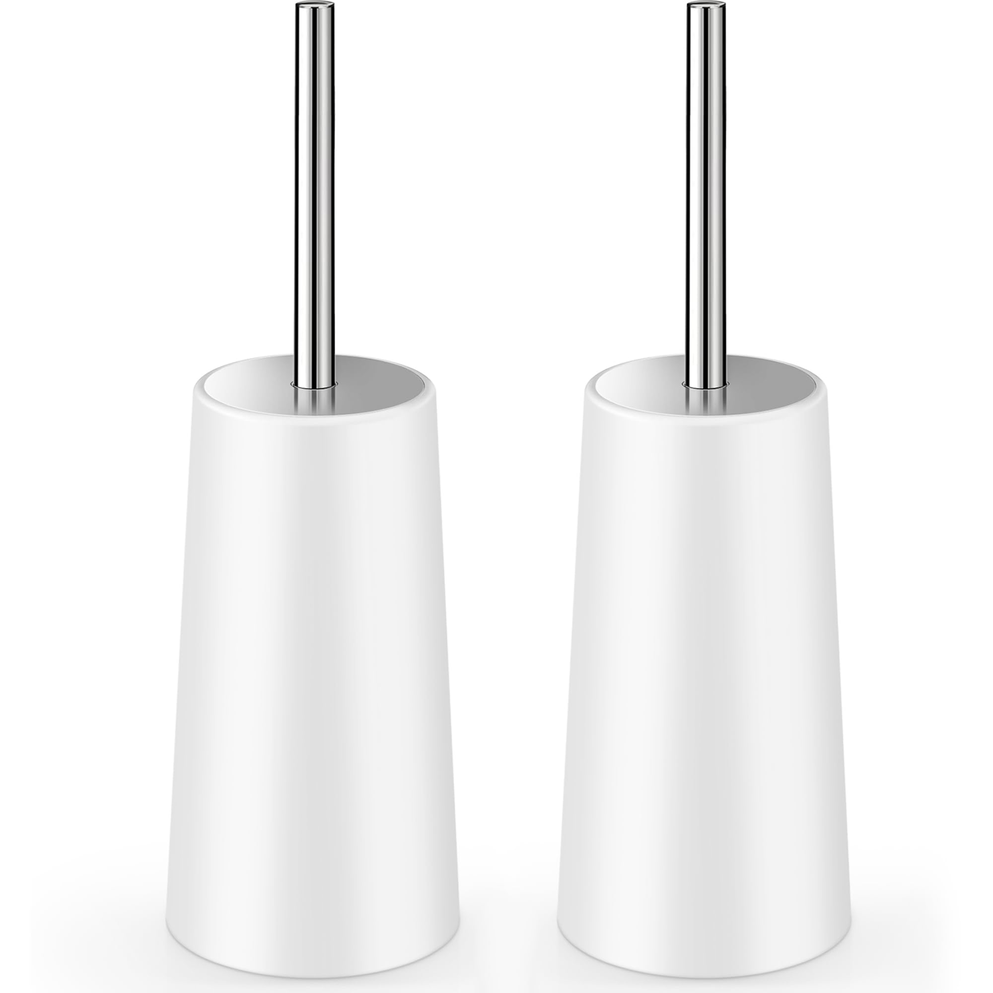 Toilet Brush and Holder, 2 Pack Toilet Brush with 304 Stainless Steel Long Handle, Toilet Bowl Brush for Bathroom Toilet-Ergonomic, Elegant,Durable