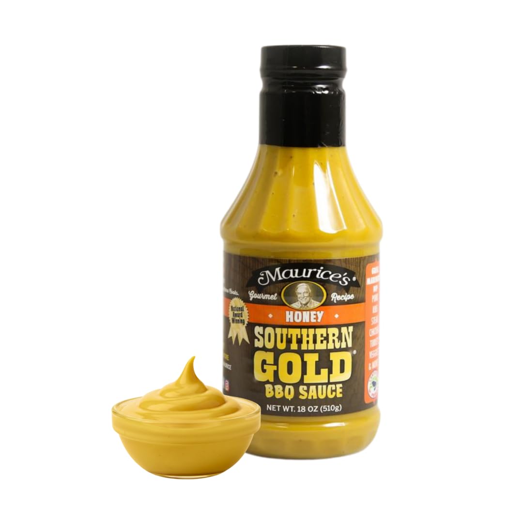 Maurice’s Southern Gold BBQ Sauce, Honey Flavor - Carolina Gold Barbecue Sauce with Sweet Flavor - Authentic Carolina Barbeque Dressing