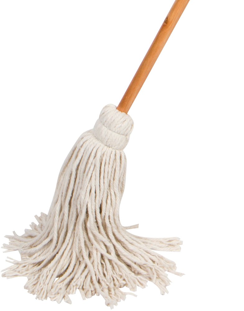 Tidy Tools Large Wet Deck Cotton Mop with Solid Wood Handle (11 Oz, White)