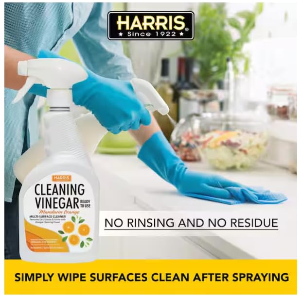 HARRIS Cleaning Vinegar Mandarin Orange Multi-Surface Cleaner (32 oz) with Microfiber Cloth