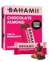 Bahamii Chocolate Almond Date and Energy Bars, Healthy Snacks and Breakfast Bars for Kids and Adults, No Sugar Added, Gluten Free, High Fiber, Vegan