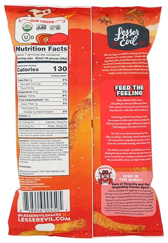 LESSEREVIL Organic Blazin' Hot Cheddar Cheezmos, 7 OZ