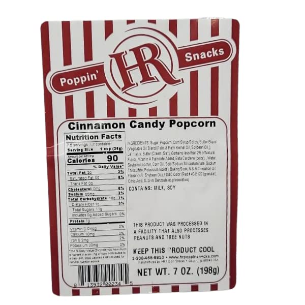 Cinnamon Snack Popcorn | 3 Pack | 7 oz. | Made in Gibbon, NE | HR Poppin' Snacks