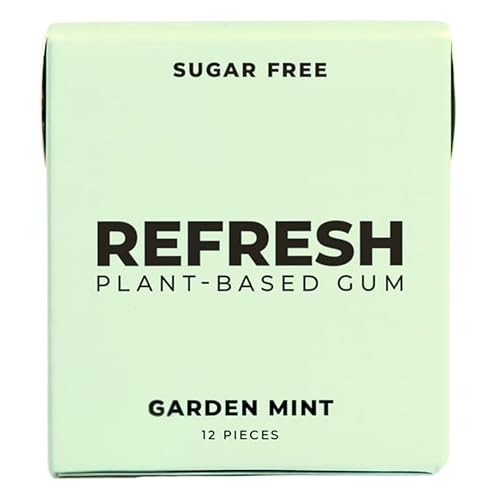 Refresh Gum Garden Mint - 12 Piece Sugar - Xylitol for Daily Use - Bubble Style Chewing Gum Bulk Alternative - Remineralizing Pure Mint Flavor