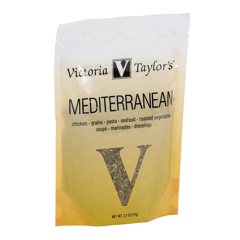 Victoria Taylor's Mediterranean Seasoning Blend, Garlic, Herbs and Spices, Versatile for Chicken, Seafood, Pasta and Roasted Vegetables, 2.7 oz