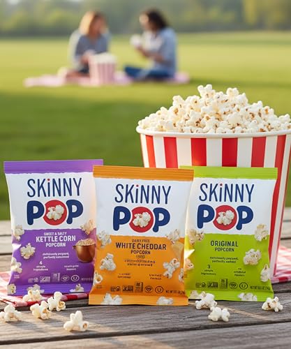 Real Popcorn Bags, Variety Pack, Individual Snack Bags, Popcorn Gift Set, Original, White Cheddar, Kettle Corn Popcorn (Pack of 36)