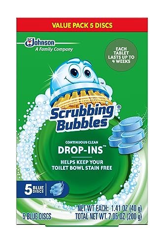 Scrubbing Bubbles Continuous Clean Toilet Drop-Ins, Automatic Blue Toilet Bowl Cleaner, Septic-Safe Tank Tablets Remove Hard Water Minerals
