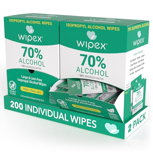 Wipex 70% Isopropyl Alcohol Wipes Individually Wrapped Sachets, Large Electronic wipes in Dispensing Box, Alcohol Prep Wipes, Screen Wipes & Tech