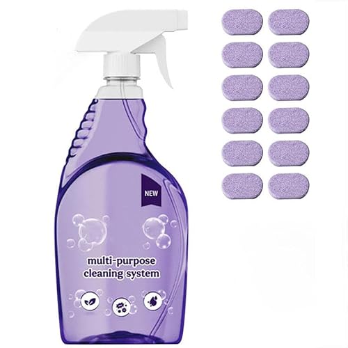BEEKEVOR Multi-Purpose Cleaning System with Spray Bottle and Concentrated Tablets, All-Purpose Cleaner for Kitchen, Bathroom, Oven, Grill