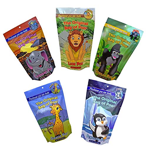 The Original Bag of Poo®, Novelty Poop Cotton Candy Gag Gift (Zoo Variety Pack) Assorted flavors. Free stickers inside.
