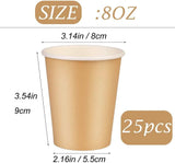 BALDCC 25 Pack 8 oz Disposable Paper Cups, Disposable Coffee Cups, Hot/Cold Beverage Drinking Cup for Offices, Home Kitchens, Coffee Shops?Khaki?
